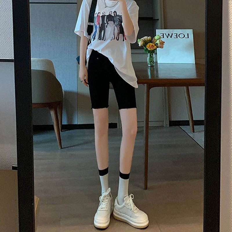 블랙 데님 숏팬츠 여성용 얇은 여름용 하이웨이스트 5부 - Cycling Shorts For Commute 리뷰 및 가격