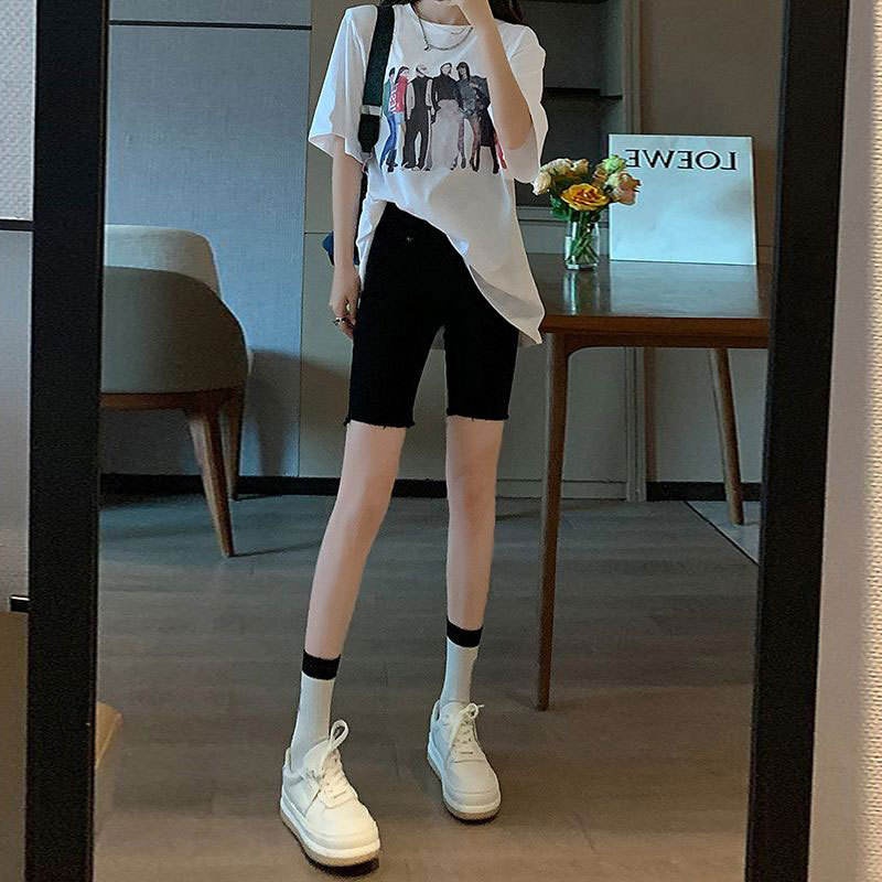 블랙 데님 숏팬츠 여성용 얇은 여름용 하이웨이스트 5부 - Cycling Shorts For Commute 리뷰 및 가격